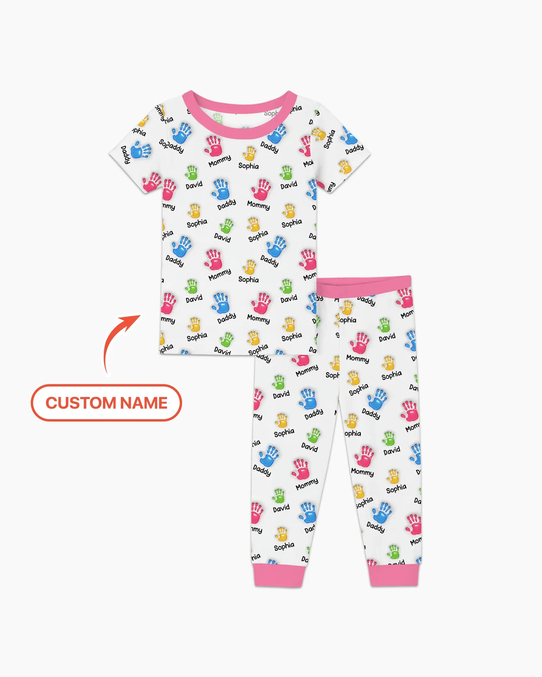 First Mother Day - Handprints Bamboo Two Piece Short Sleeve Pajama Set