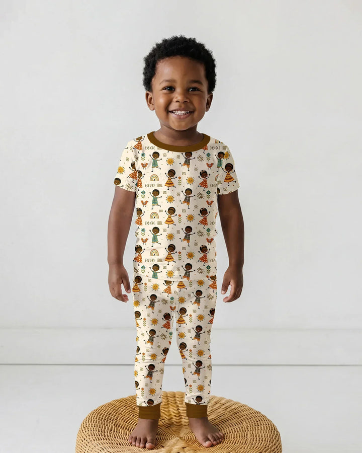 Zweiteiliges, kurzärmliges Pyjama-Set mit Marienkäfern
