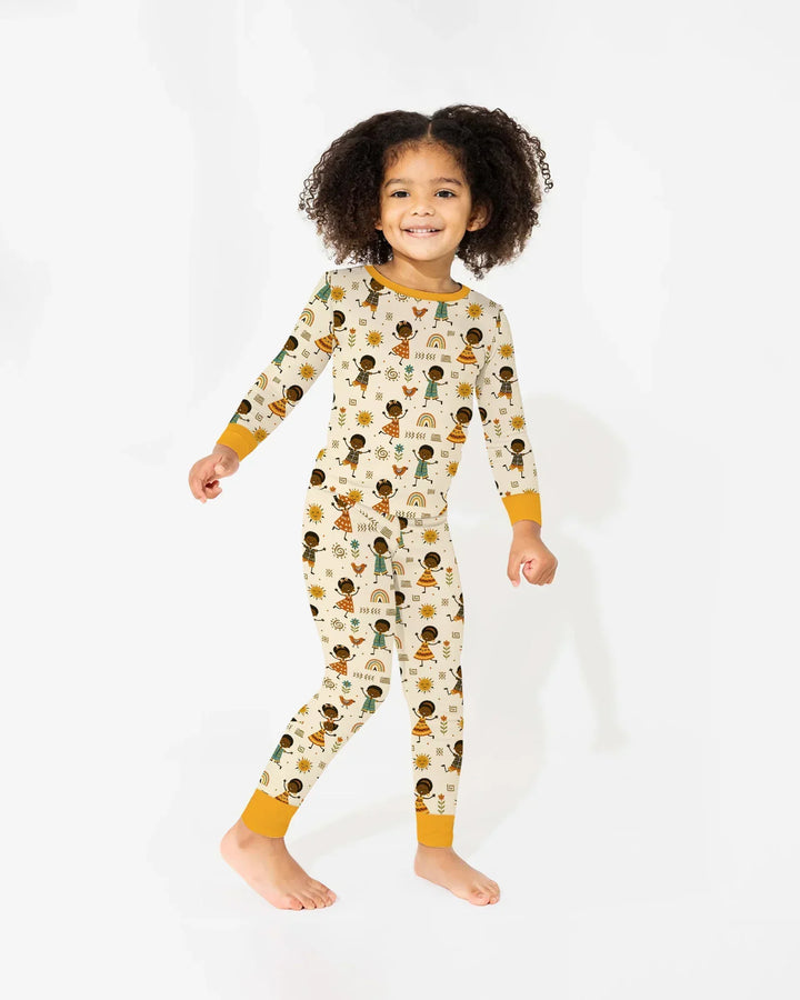 Zweiteiliges Langarm-Pyjama-Set mit Sommerfrüchten