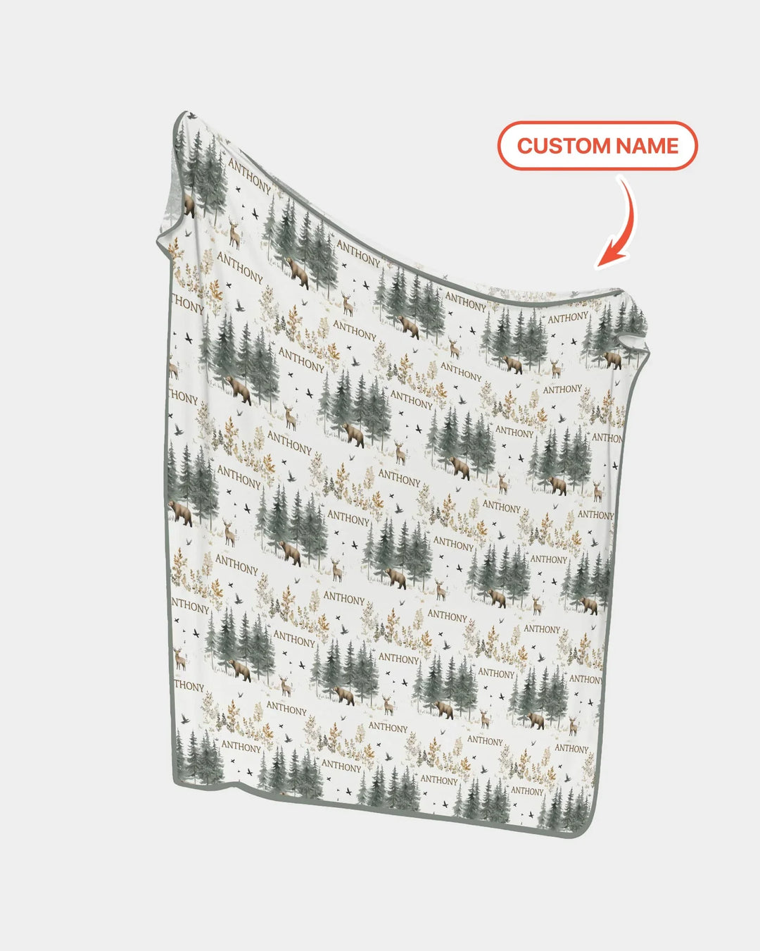 Custom Name Forest Bear Deer Bamboo Blanket