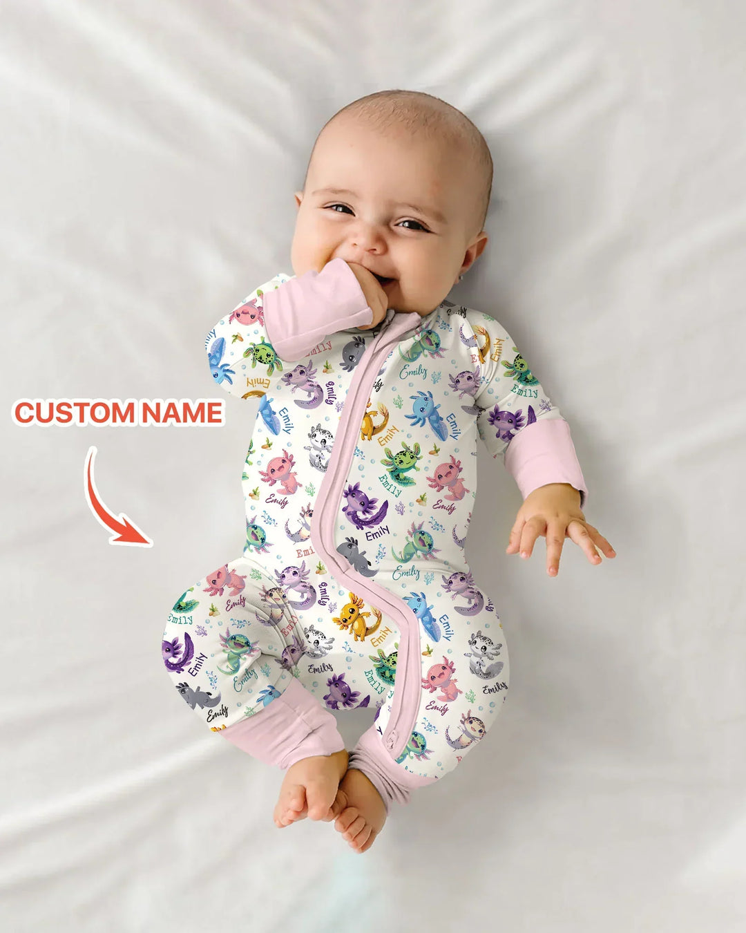I Love You Axolotl Custom Name Bamboo Convertible Zippy