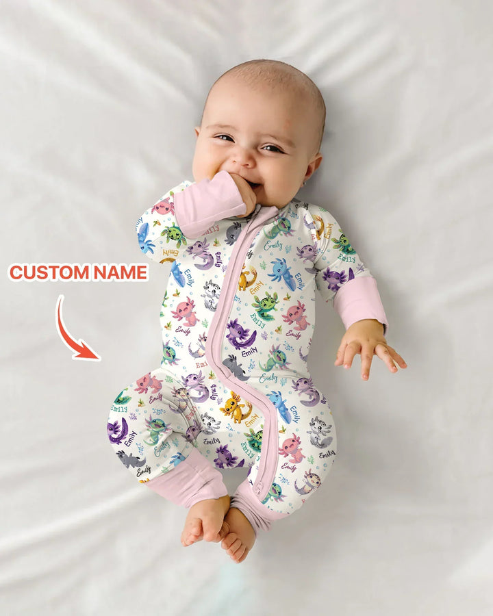 I Love You Axolotl Custom Name Bamboo Convertible Zippy