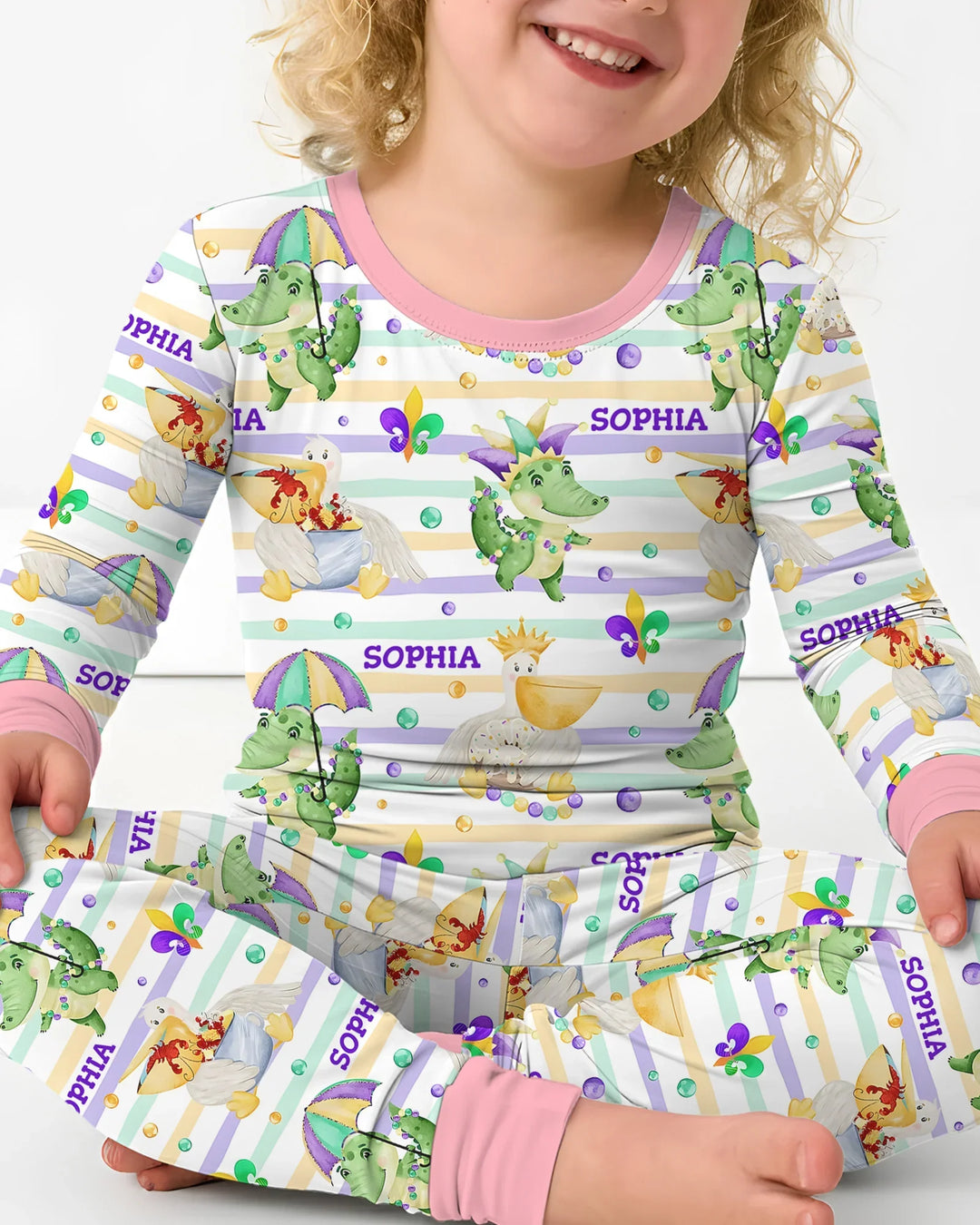 Zweiteiliges Langarm-Pyjama-Set mit Sommerfrüchten
