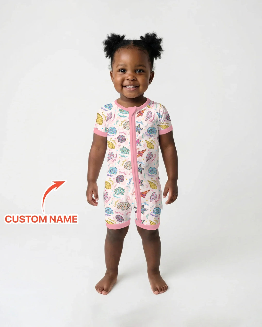 Custom Name Seaside Wildflower Summer Bamboo Shorty Zippy