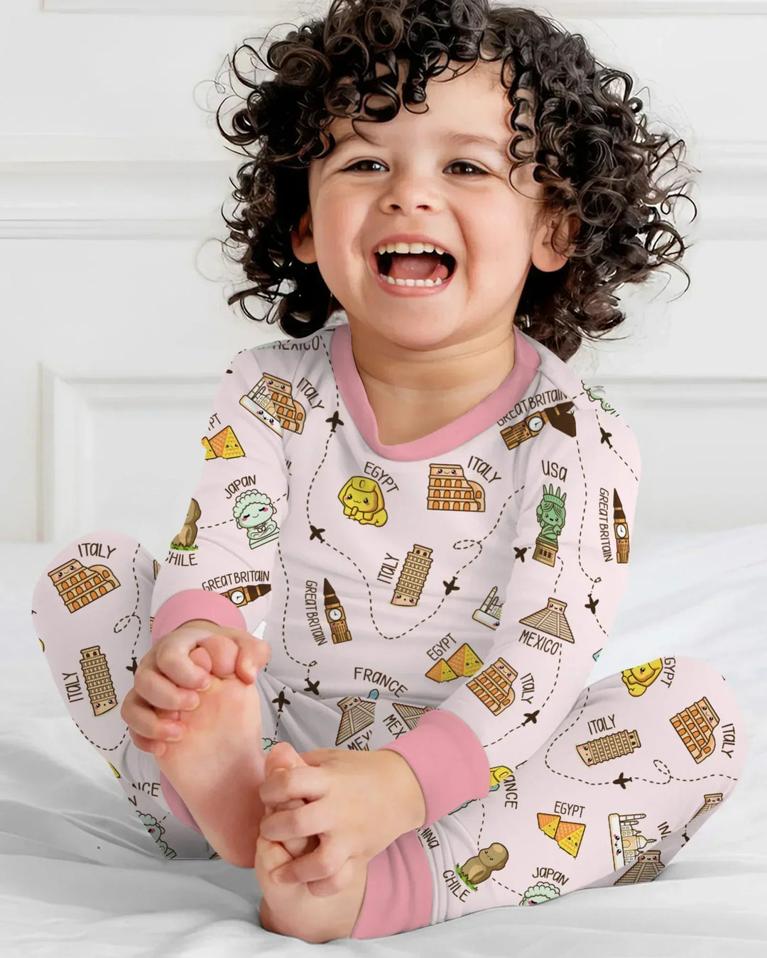 Zweiteiliges Langarm-Pyjama-Set mit Sommerfrüchten
