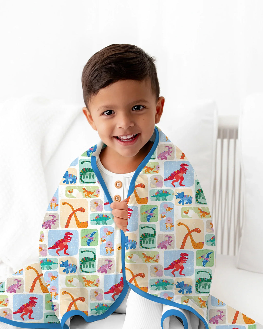 Rainbow Dino Friends Family Matching Bamboo Blanket