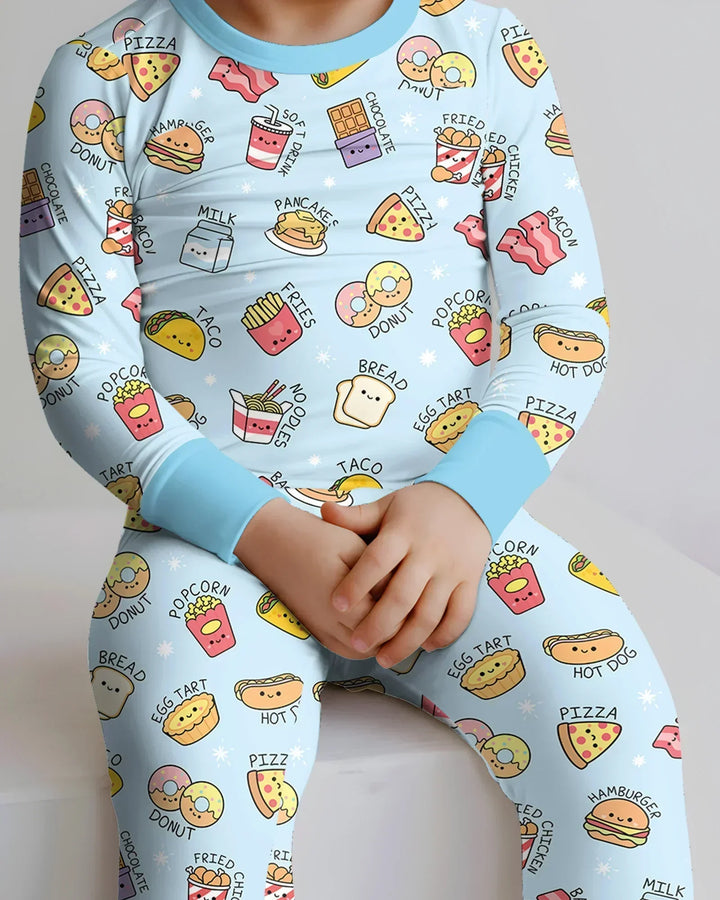 Zweiteiliges Langarm-Pyjama-Set mit Sommerfrüchten