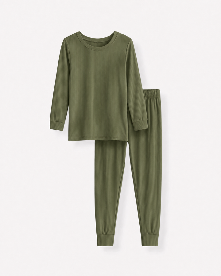 Ribbed Bamboo Two Piece Long Sleeve Pajama Set