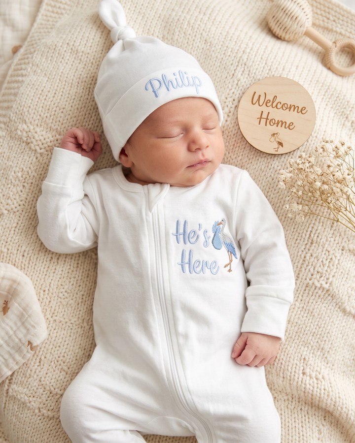 Gerippte Babykleidung mit individuellem Foto - Weich &amp; Skizzenhaft