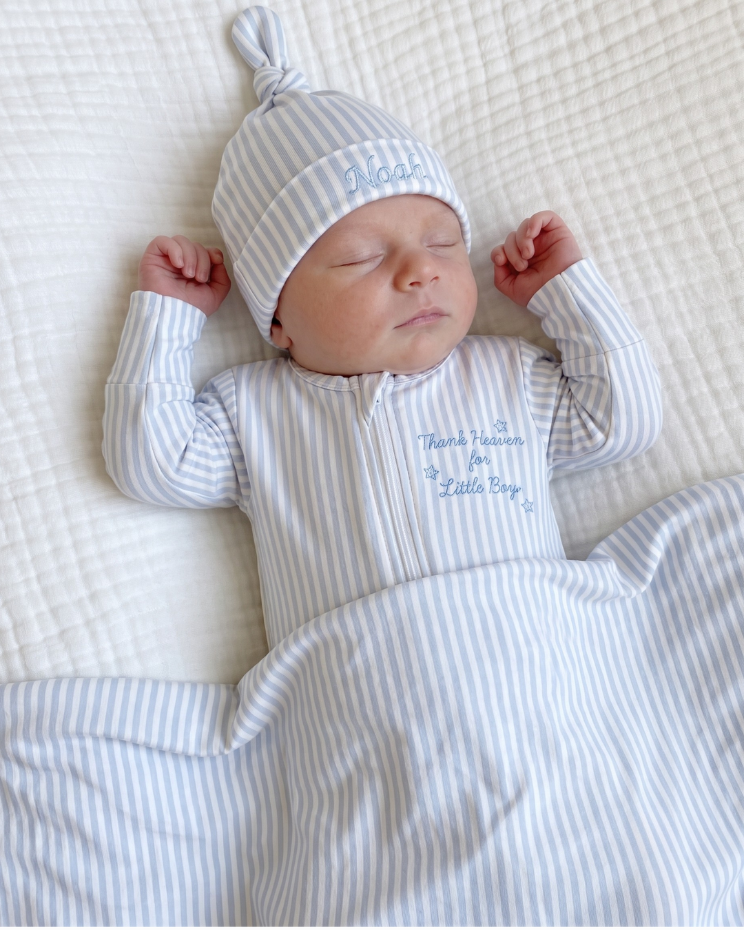 Thank Heaven for Little Boys Bamboo Zipper Footie