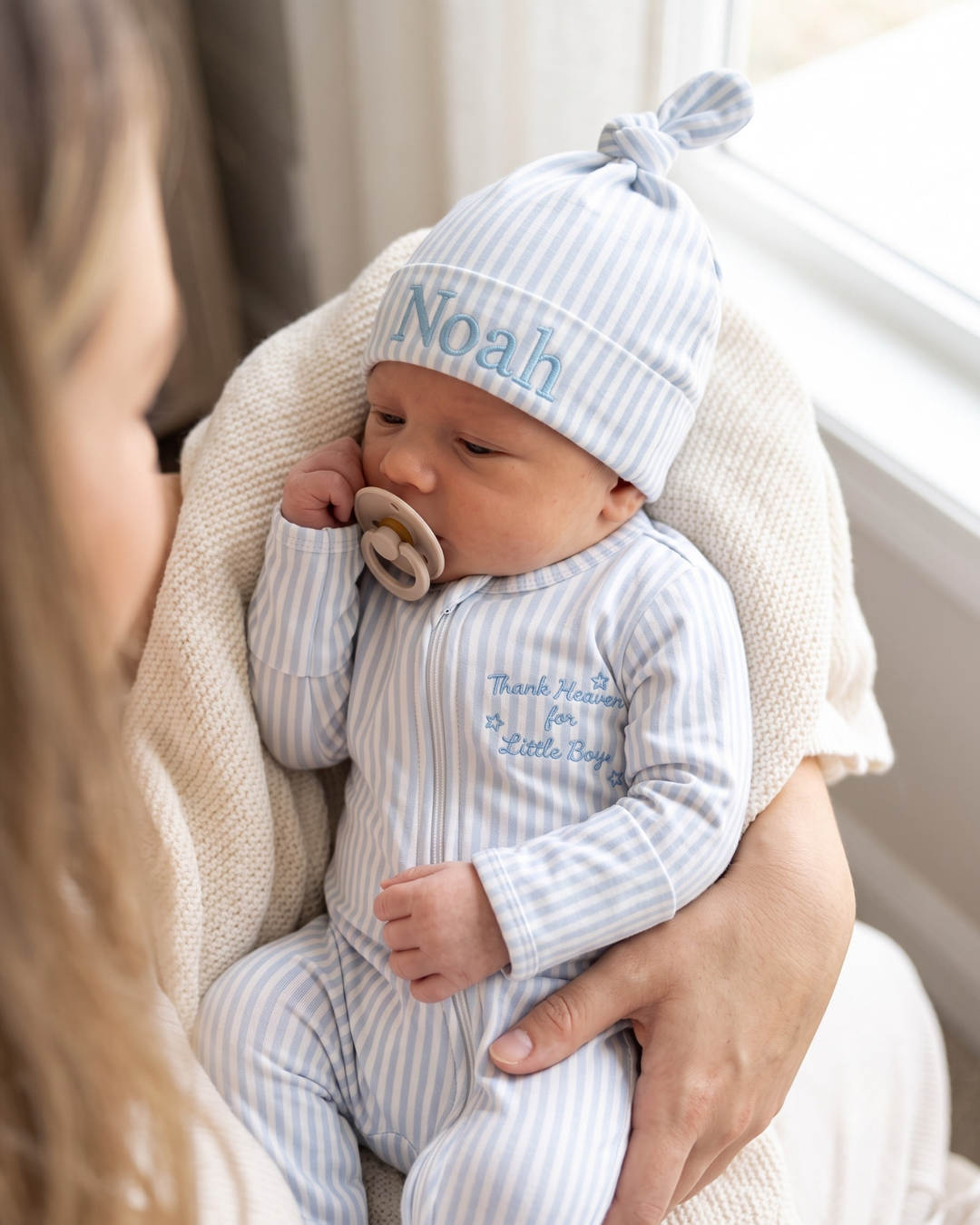 Thank Heaven for Little Boys Bamboo Zipper Footie