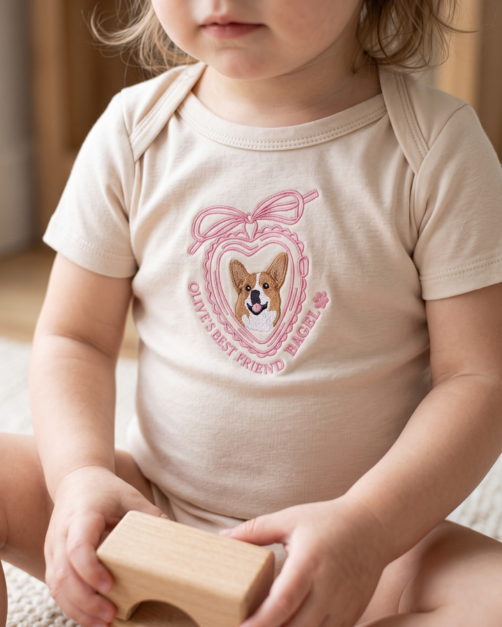 Custom Pet Face Embroidered Bamboo Bodysuit