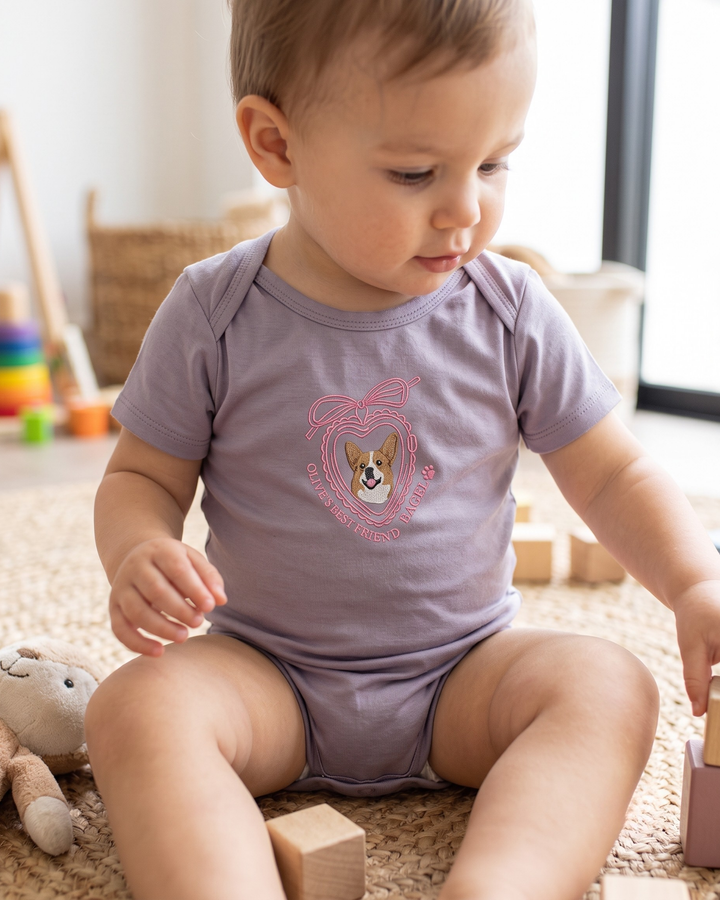 Custom Pet Face Embroidered Bamboo Bodysuit