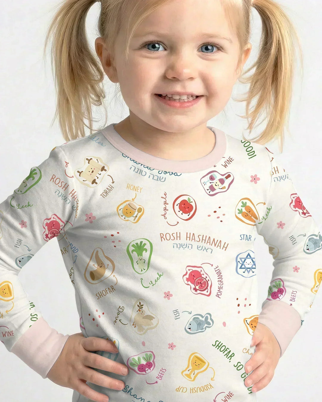 Zweiteiliges Langarm-Pyjama-Set mit Sommerfrüchten