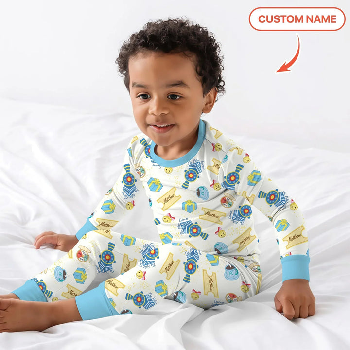 Zweiteiliges Langarm-Pyjama-Set mit Sommerfrüchten