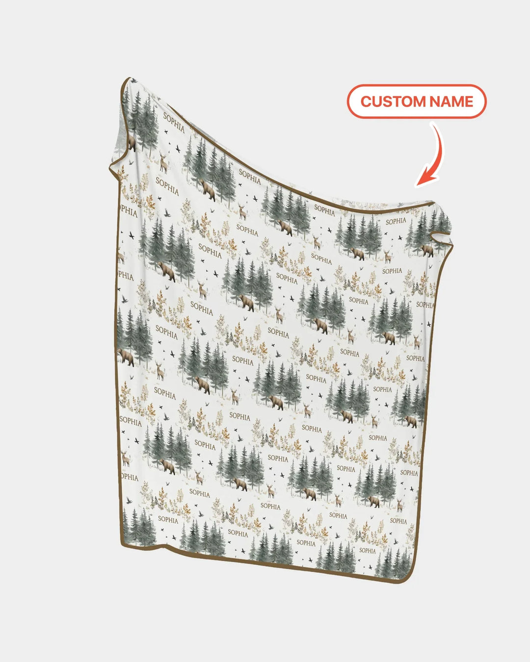 Custom Name Forest Bear Deer Bamboo Blanket