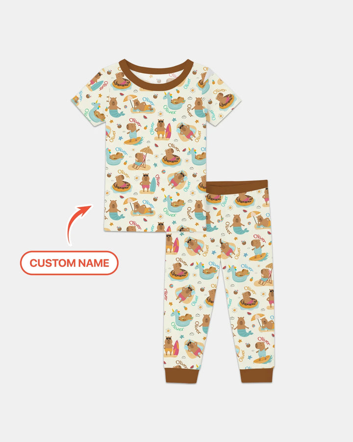 Zweiteiliges, kurzärmliges Pyjama-Set mit Marienkäfern
