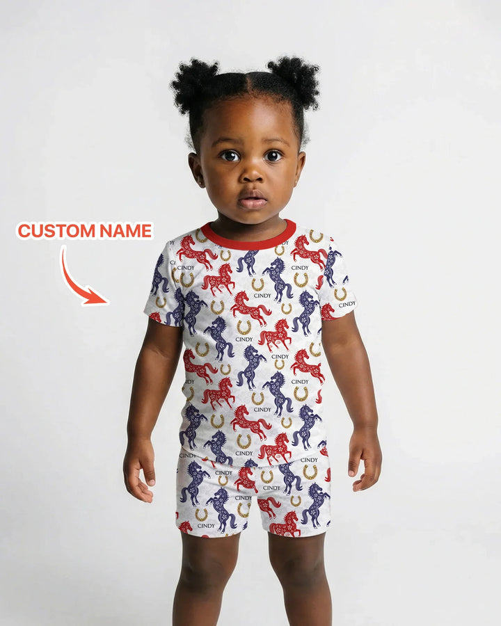 Zweiteiliges Pyjama-Set mit kurzen Ärmeln und Shorts im Sommer-Design