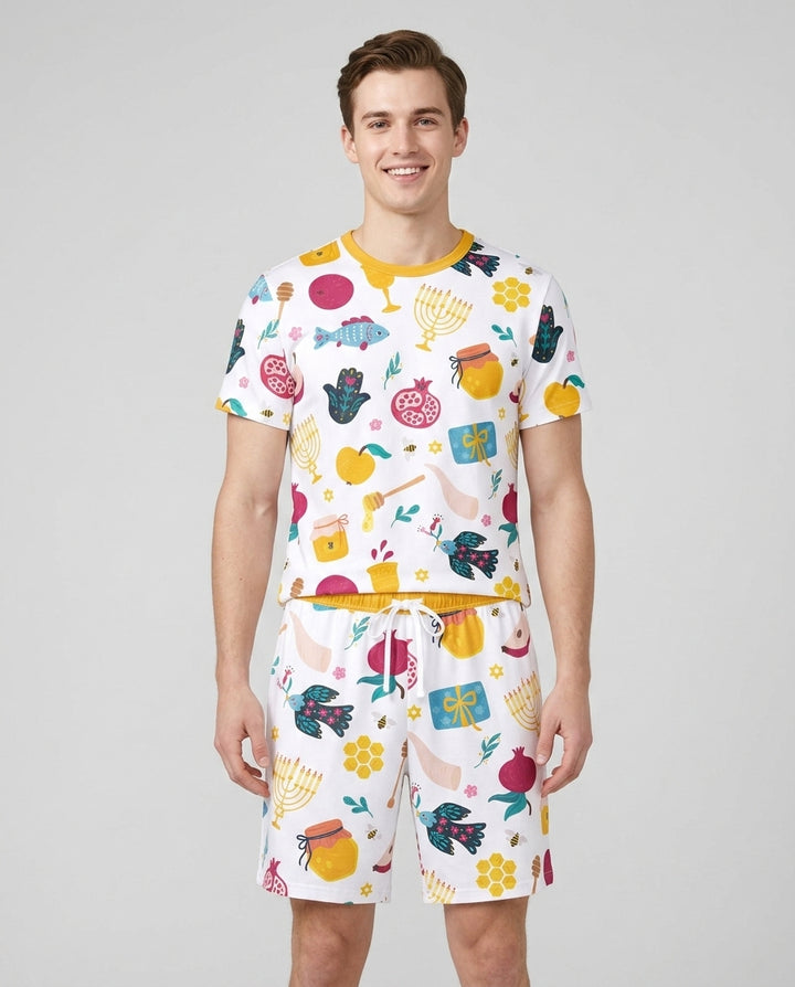 Shanah Tovah Party Men Short Sleeve Short Pajama Set