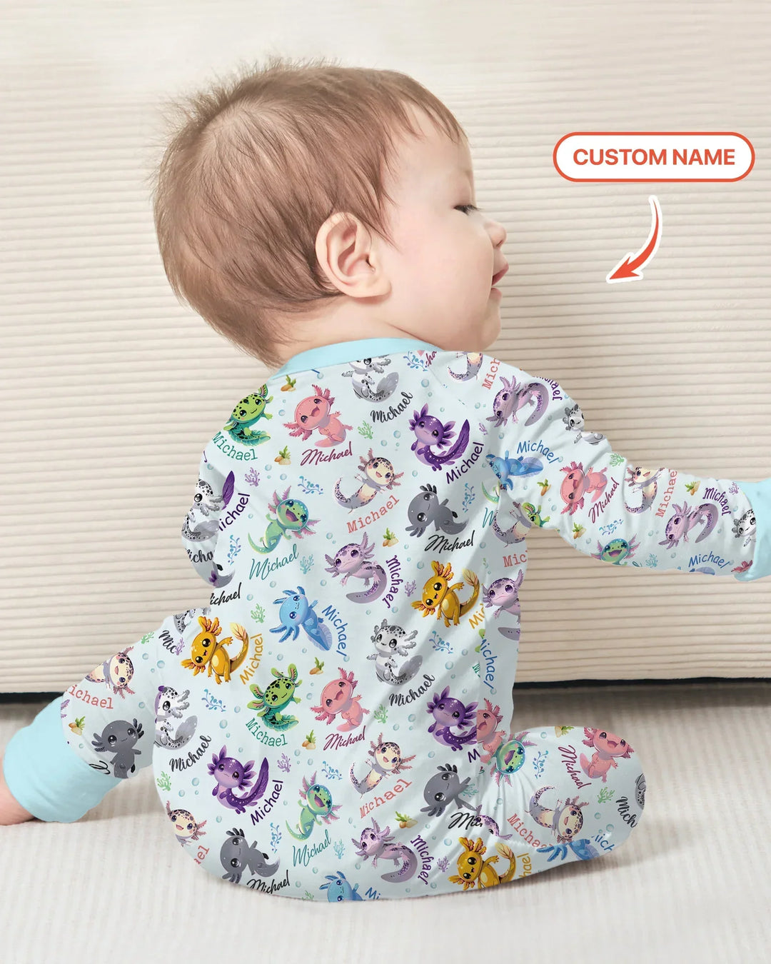 I Love You Axolotl Custom Name Bamboo Convertible Zippy