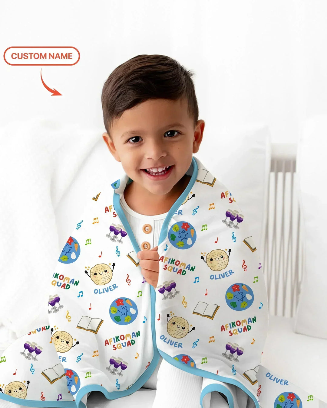 Custom Name Passover Afikoman Squad Bamboo Blanket