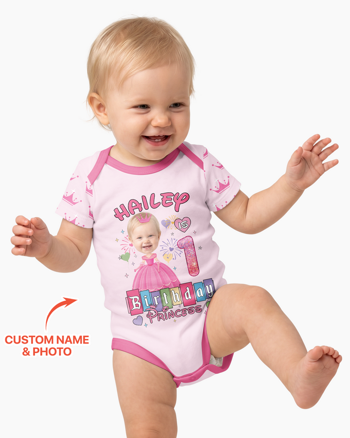 Custom Photo Birthday Princess Bamboo Bodysuit