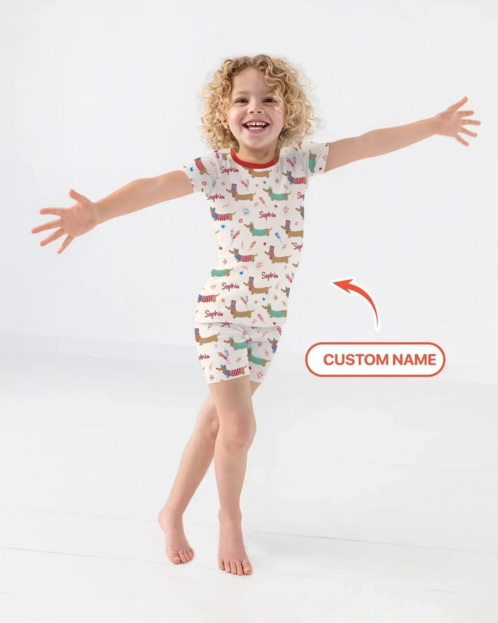 Zweiteiliges Pyjama-Set mit kurzen Ärmeln und Shorts im Sommer-Design