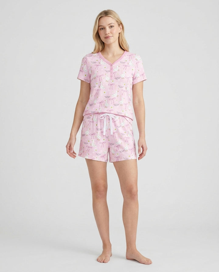 Jesus Loves You Silly Goose Bamboo Women Short Sleeve Short Pajama Set