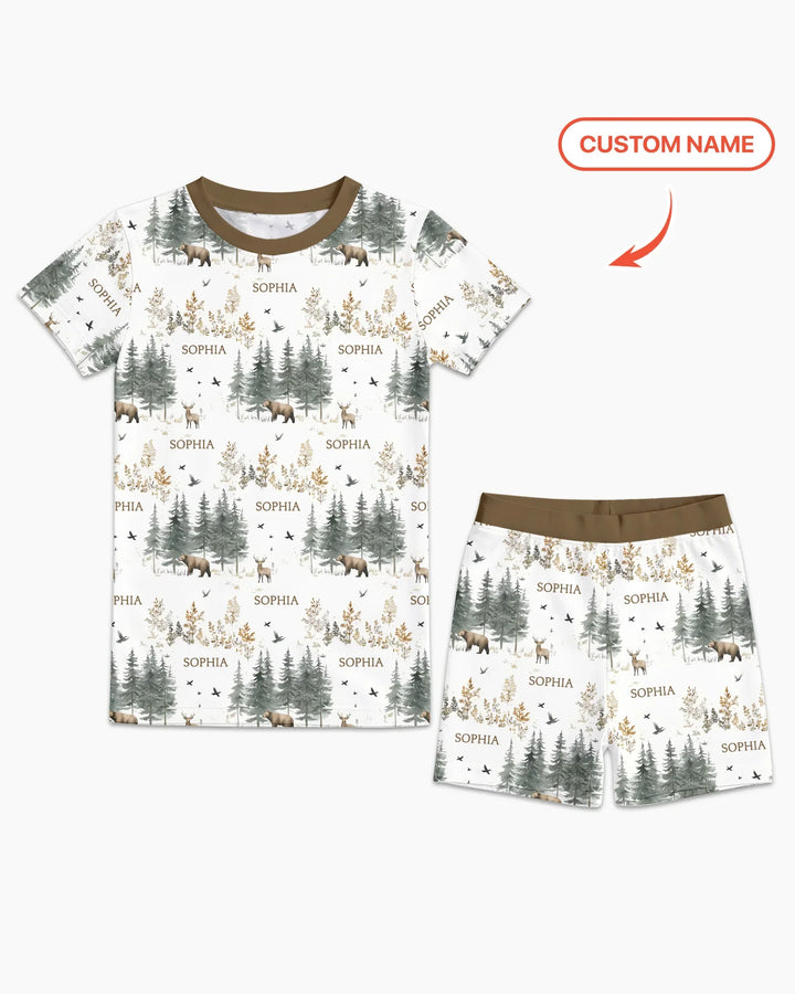Zweiteiliges Pyjama-Set mit kurzen Ärmeln und Shorts im Sommer-Design