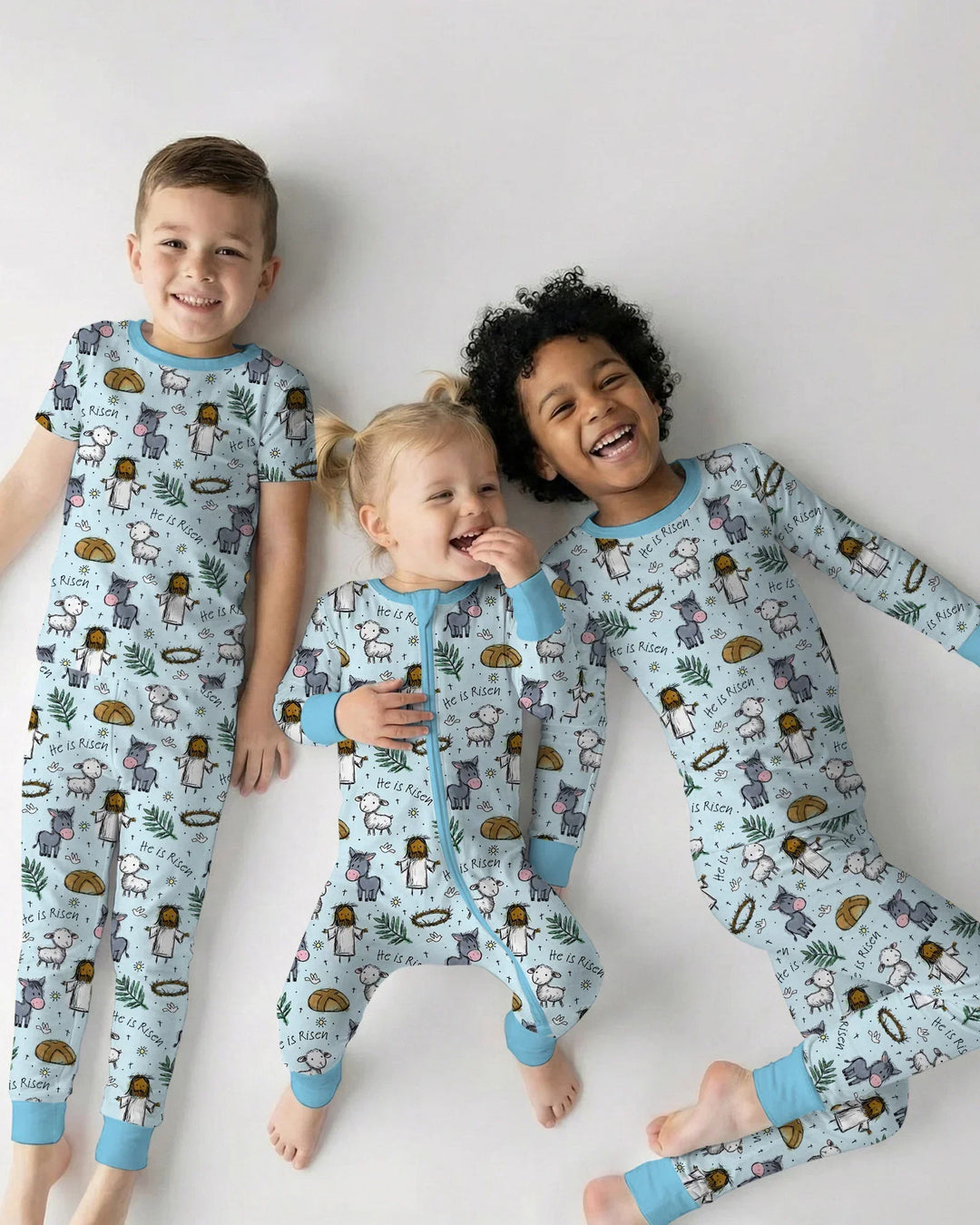 He Is Risen Easter Family Matching Bamboo Two Piece Short Sleeve Pajama Set