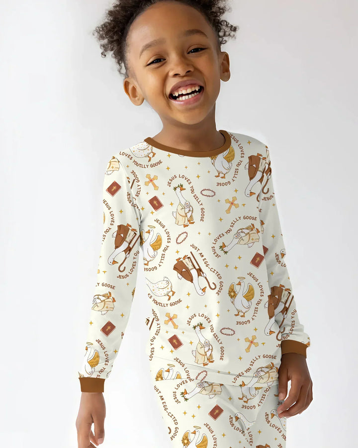 Zweiteiliges Langarm-Pyjama-Set mit Sommerfrüchten