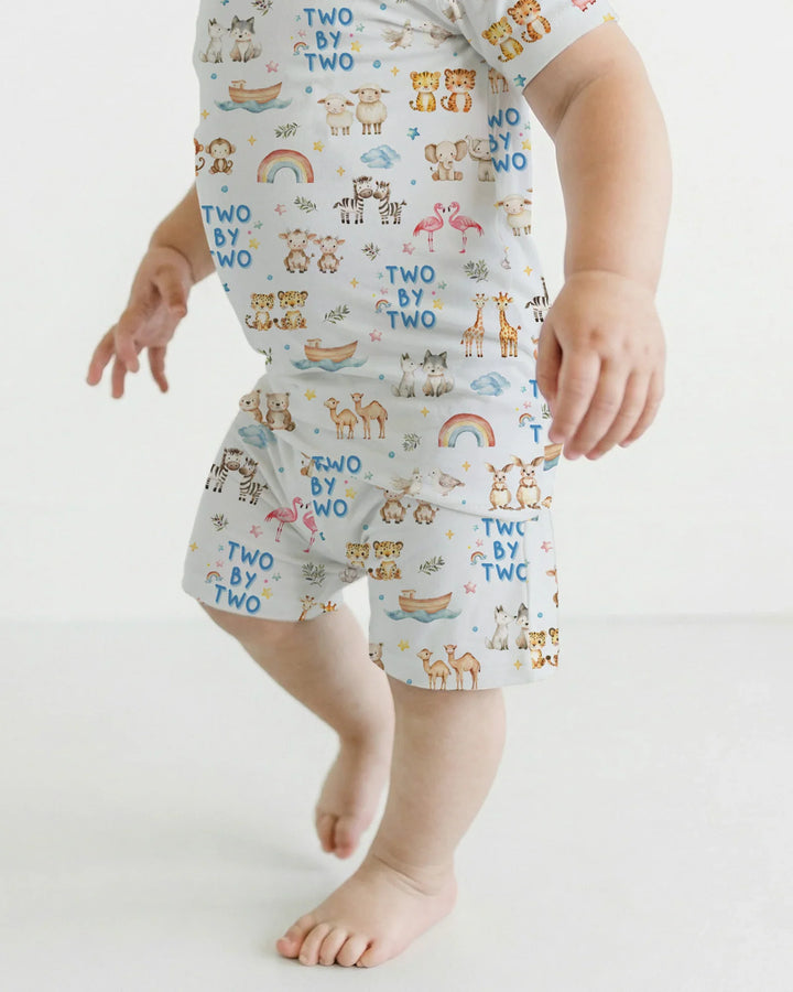 Two By Two Bamboo Two Piece Short Sleeve Shorts Pajama Set