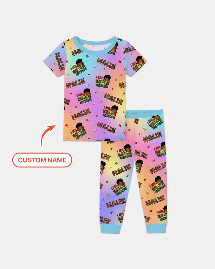 Custom Name I Am Black History Custom Bamboo Two Piece Short Sleeve Pajama Set