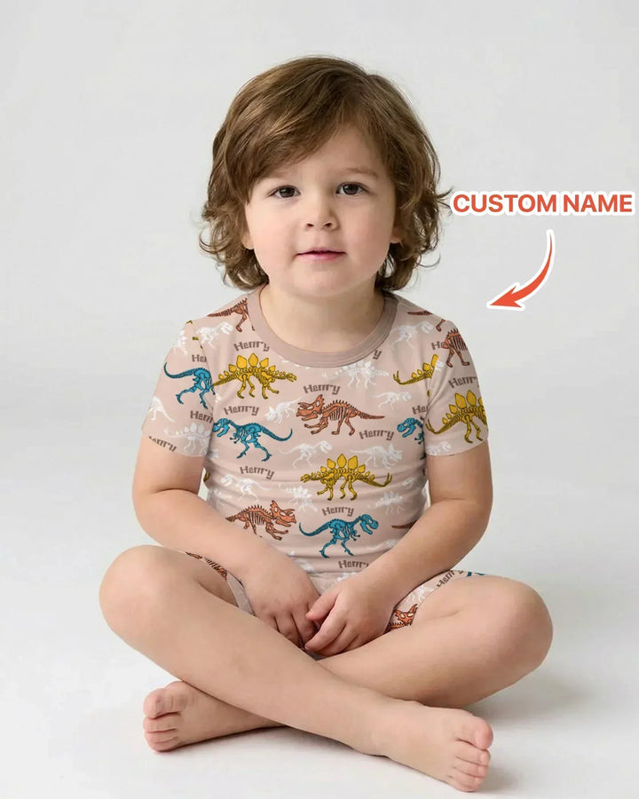 Zweiteiliges Pyjama-Set mit kurzen Ärmeln und Shorts im Sommer-Design