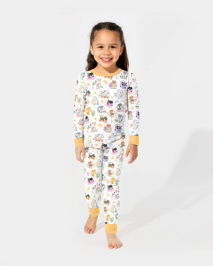 Zweiteiliges Langarm-Pyjama-Set mit Sommerfrüchten