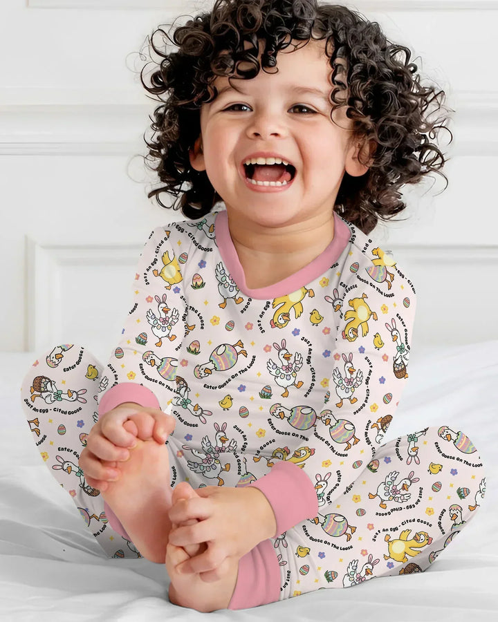 Zweiteiliges Langarm-Pyjama-Set mit Sommerfrüchten