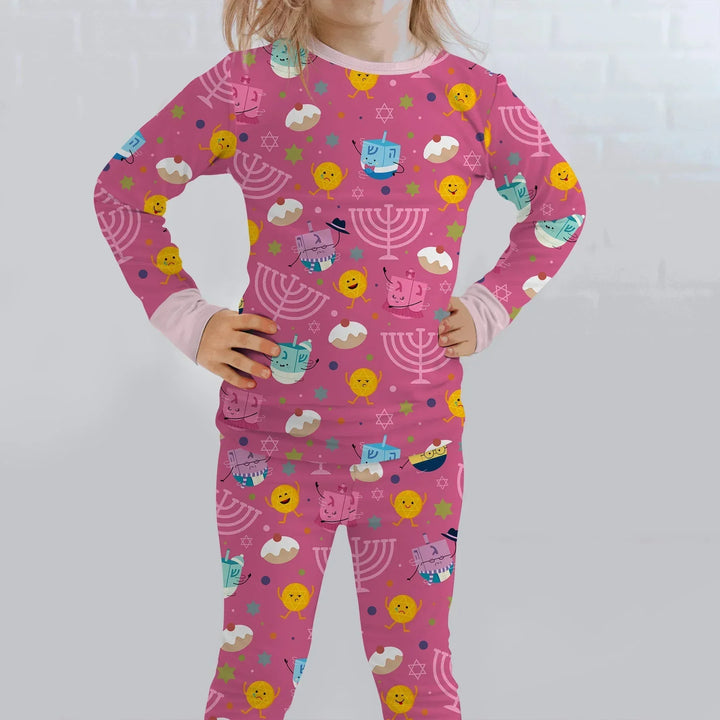 Zweiteiliges Langarm-Pyjama-Set mit Sommerfrüchten