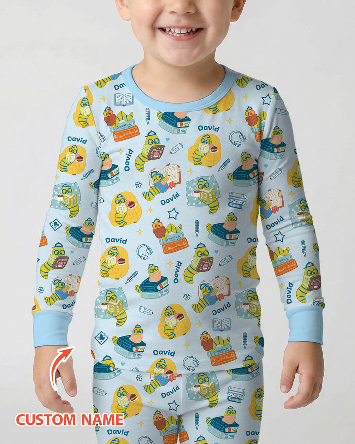 Little Book Worm Family Matching Bamboo Two Piece Long Sleeve Pajama Set