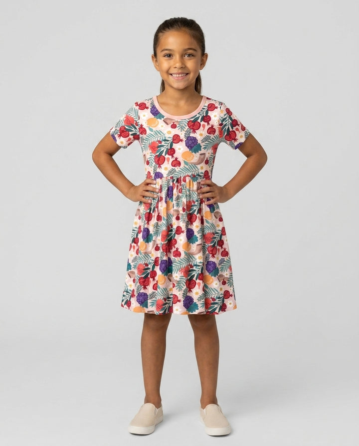 Pomegranate Blessings Night Family Matching Bamboo Twirl Dress