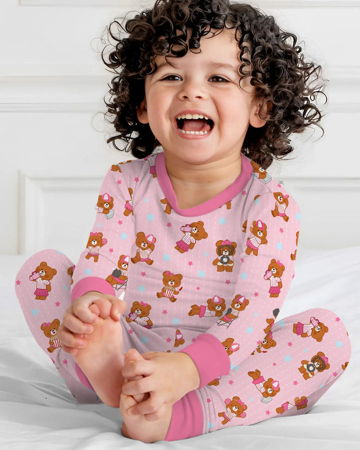 Born To Play Baseball Bamboo Two Piece Long Sleeve Pajama Set
