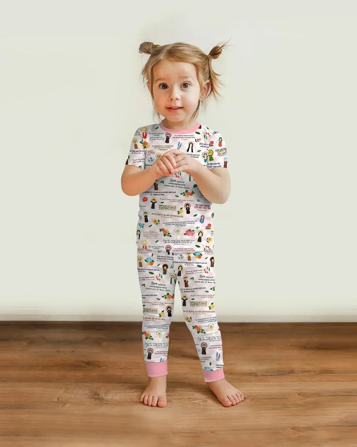 Catholic Saint Quotes Bamboo Two Piece Short Sleeve Pajama Set