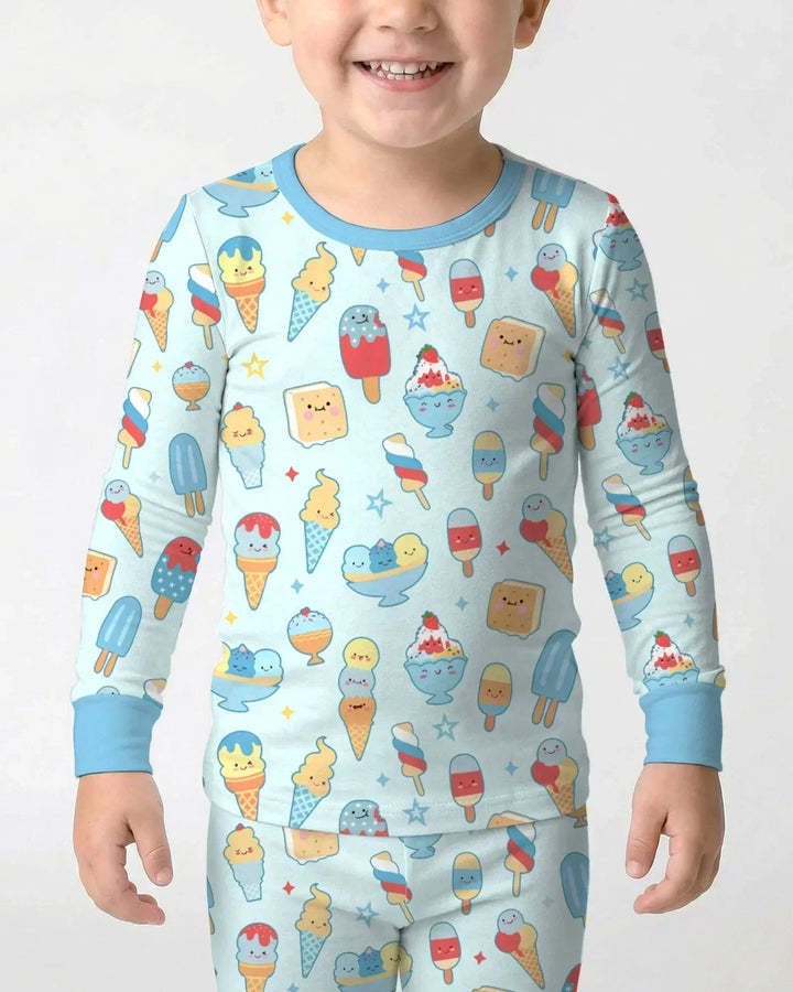Zweiteiliges Langarm-Pyjama-Set mit Sommerfrüchten