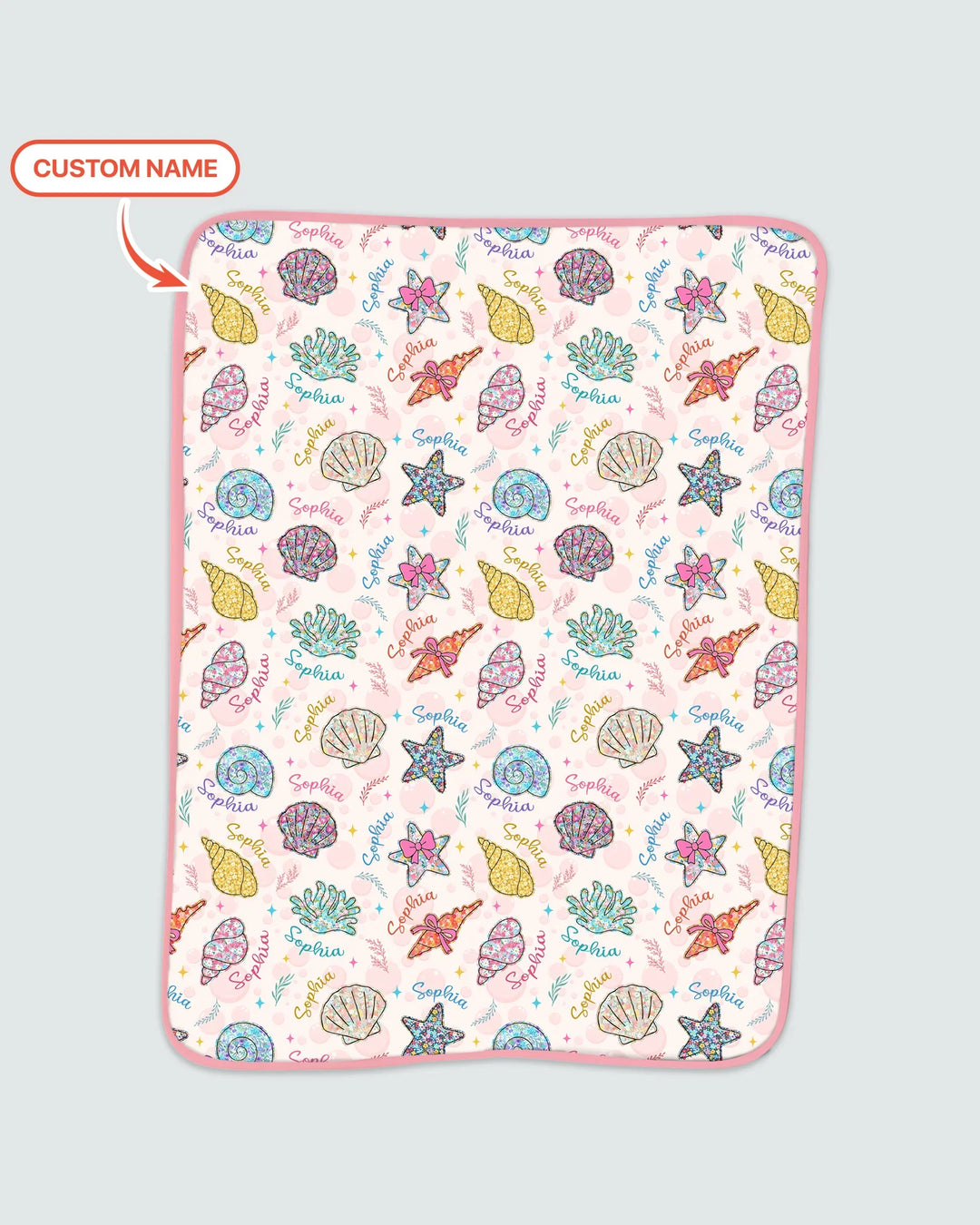 Custom Name Seaside Wildflower Summer Bamboo Blanket