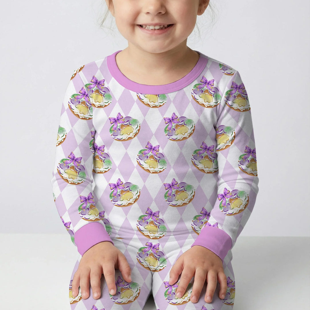 Zweiteiliges Langarm-Pyjama-Set mit Sommerfrüchten