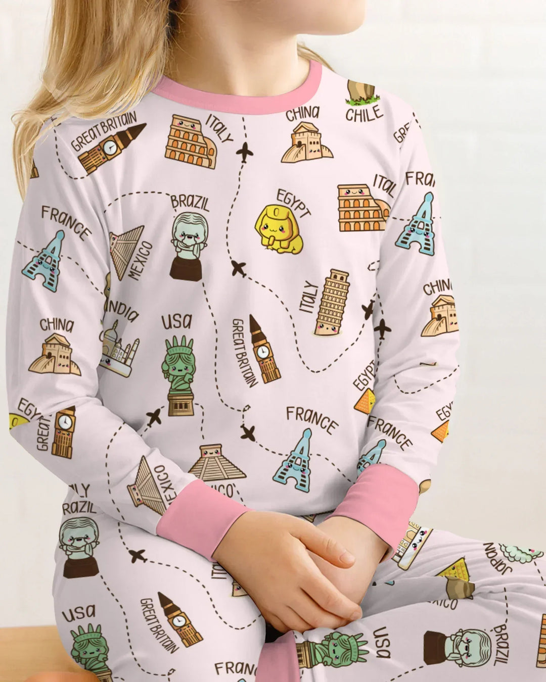 Zweiteiliges Langarm-Pyjama-Set mit Sommerfrüchten