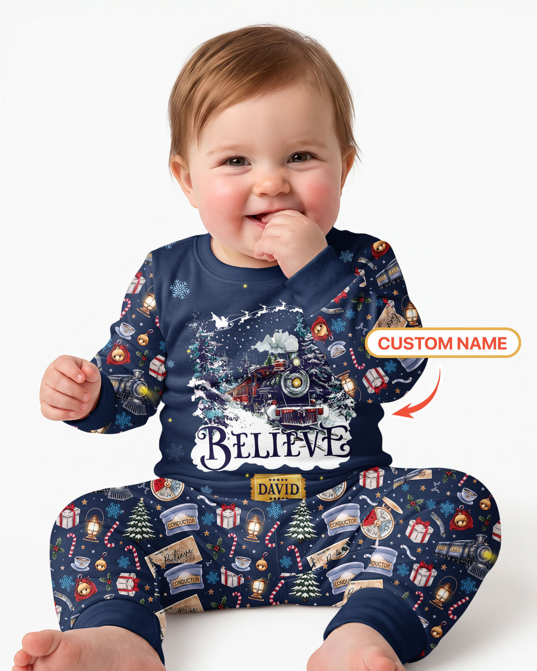Believe Train Bamboo Two Piece Long Sleeve Pajama Set