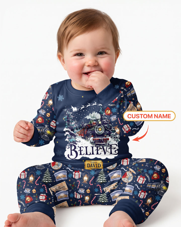 Believe Train Bamboo Two Piece Long Sleeve Pajama Set