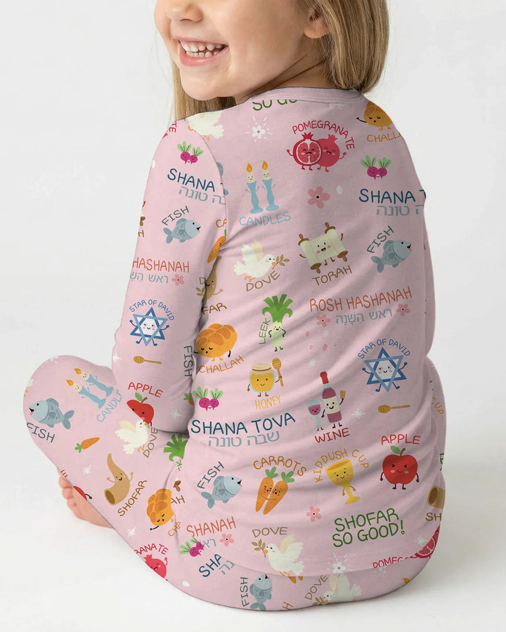 Zweiteiliges Langarm-Pyjama-Set mit Sommerfrüchten