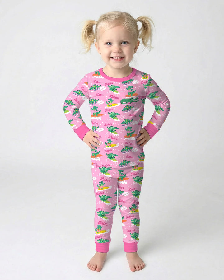 Zweiteiliges Langarm-Pyjama-Set mit Sommerfrüchten