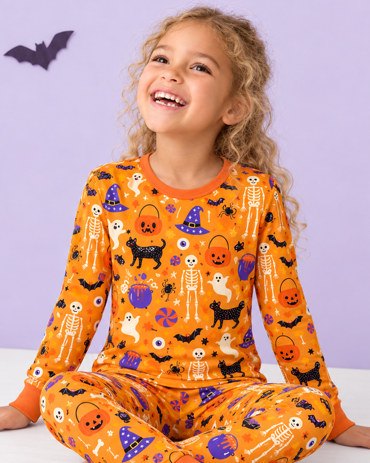 Classic Halloween Icons Bamboo Two Piece Long Sleeve Pajama Set